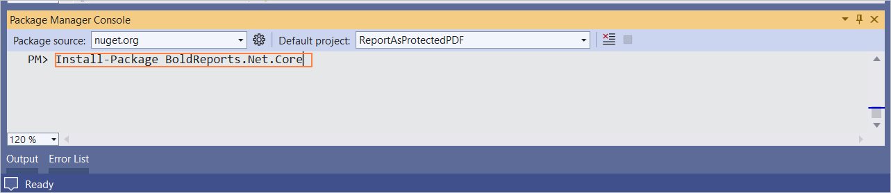Command to install BoldReports.Net.Core package.