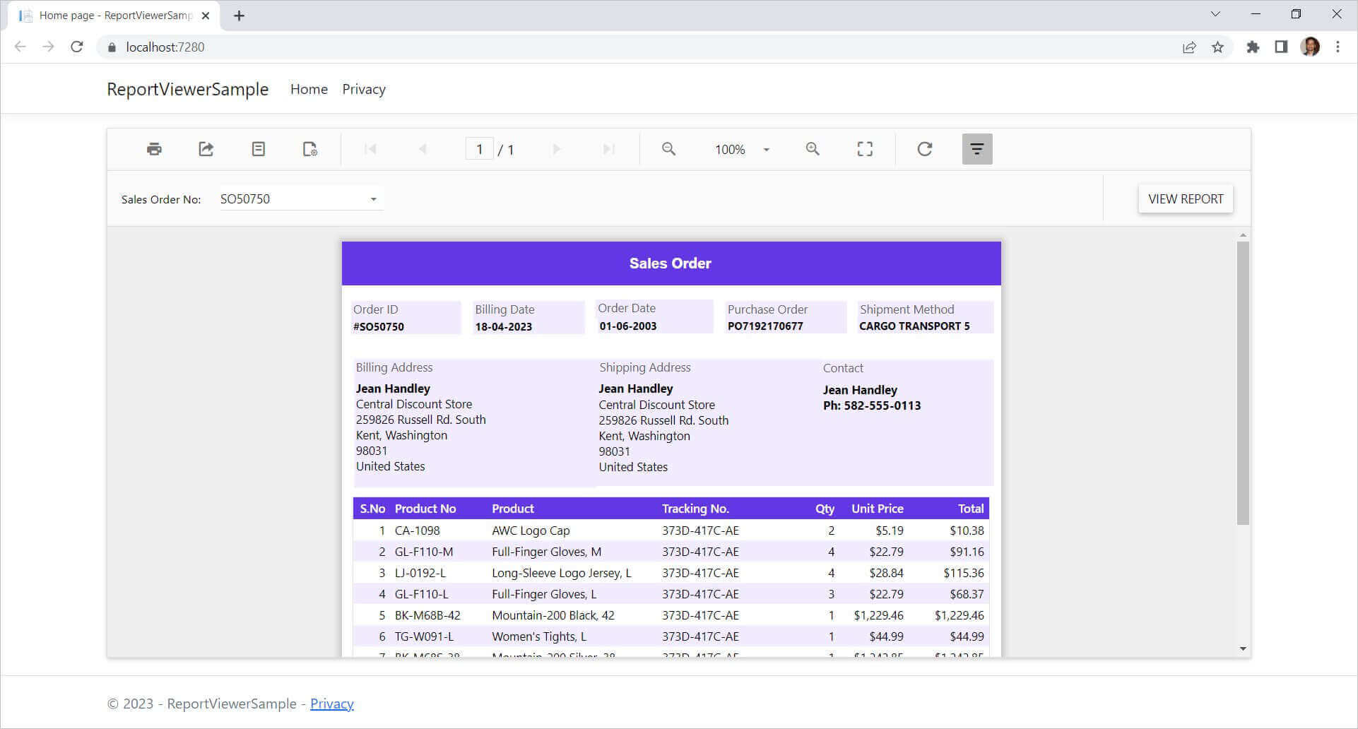 The ASP.NET Core Report Viewer in a .NET 6 app