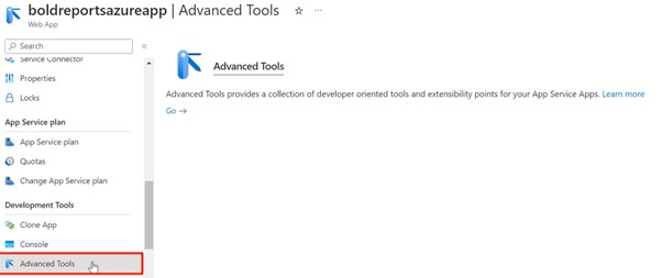 created Azure app dashboard.