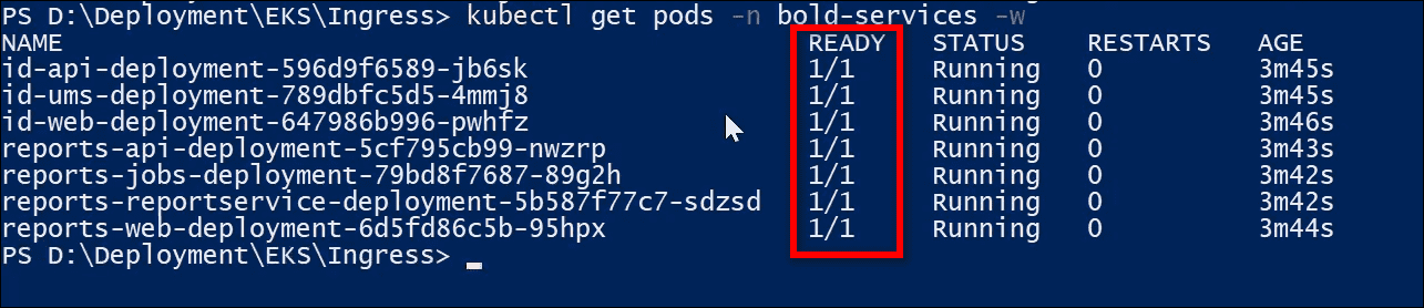 All pods are running. | Reporting Tools