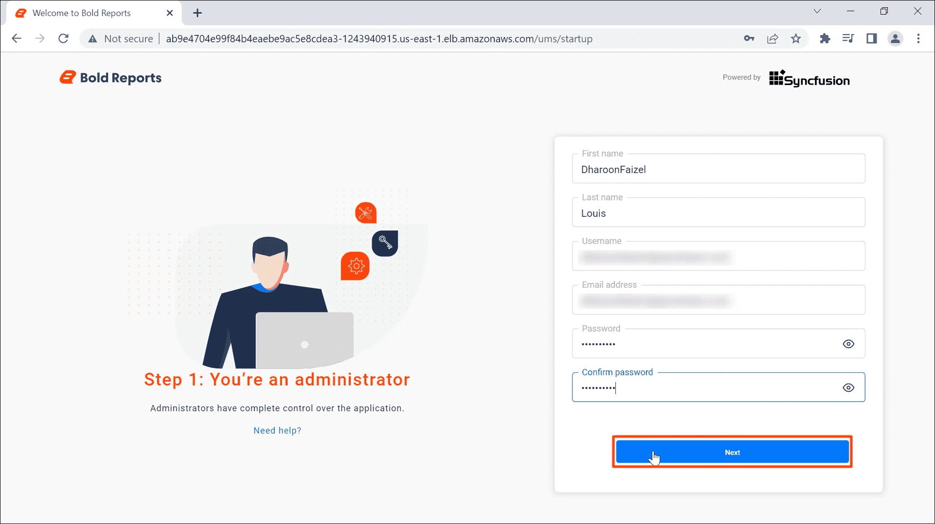 Configure the Administrator user. | Reporting Tools