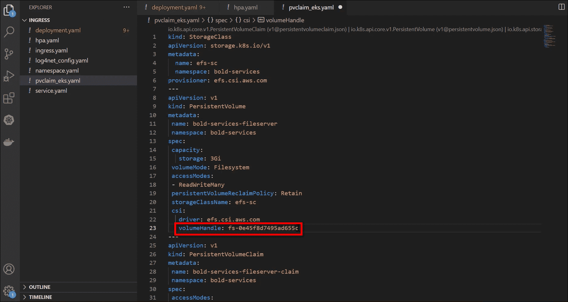Enter the volume handle ID value with the File System ID | Reporting Tools